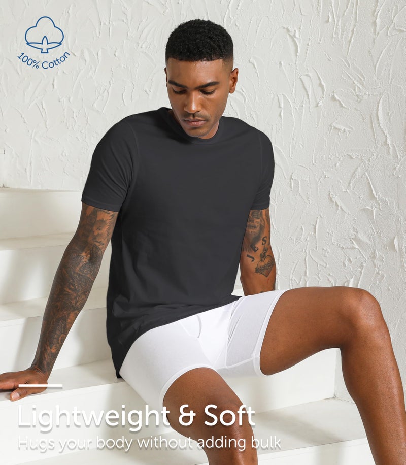 Comfneat Men's 6-Pack Pure Cotton Undershirts Comfortable Crew Neck T-Shirts (Black 6-Pack, M) - Image 2